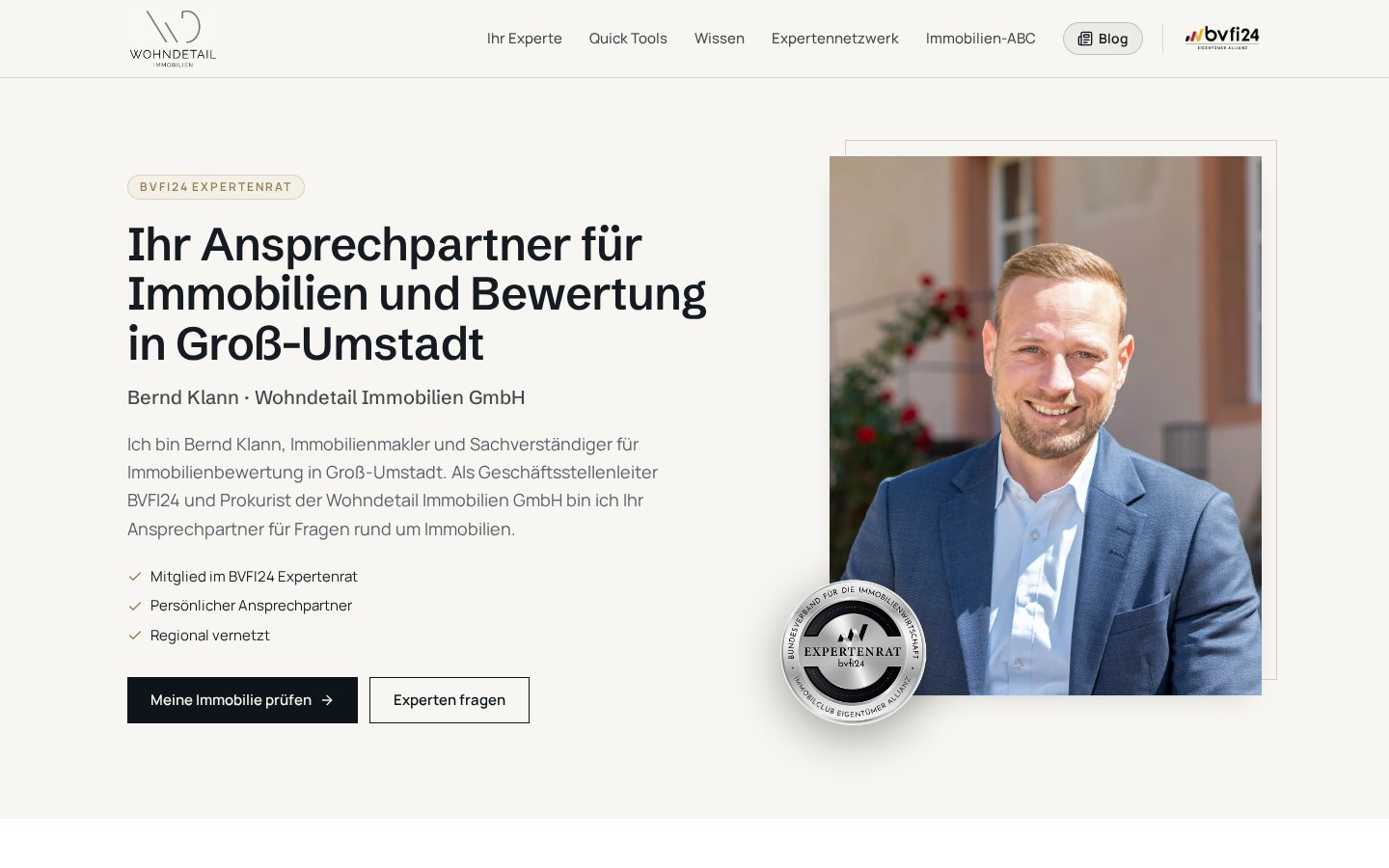 Musterseite: Landingpage von Bernd Klann auf rat.immo